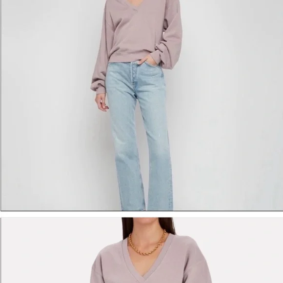 Agolde Mauve V-Neck Sweatshirt - Picture 3 of 5